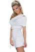 White Cut-out One-shoulder Plicated Bodycon Dress